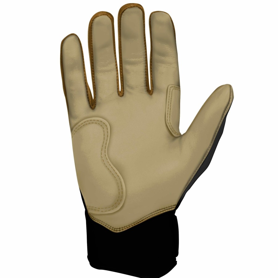 Batting Gloves * | Bruce Bolt Premium Pro Gold Series Short Cuff Batting Gloves Gold Black