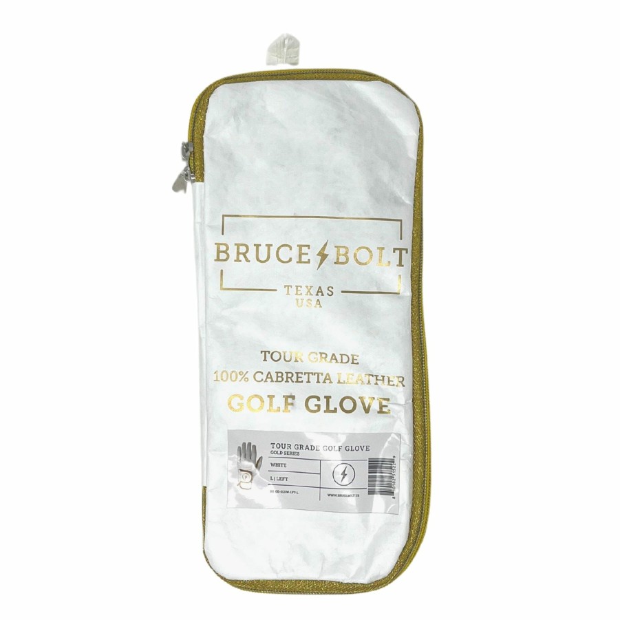 Batting Gloves * | Bruce Bolt Gold Series Golf Glove White Left