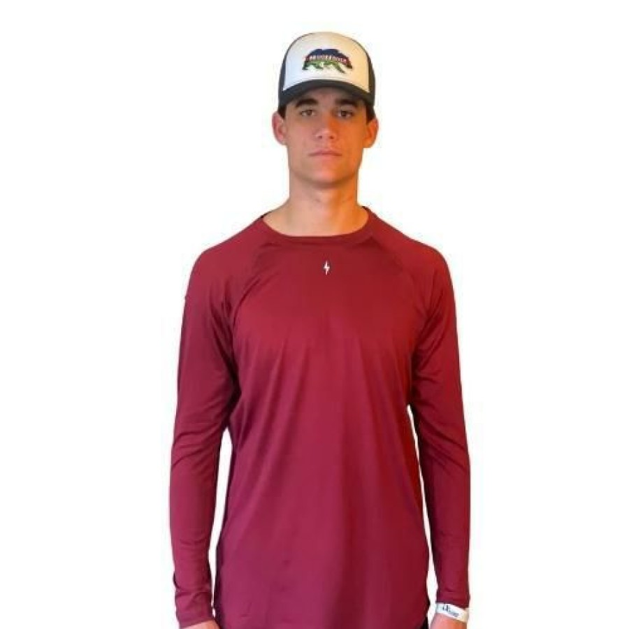 Apparel * | Bruce Bolt Long Sleeve Performance T-Shirt With Reflective Bolt- Maroon