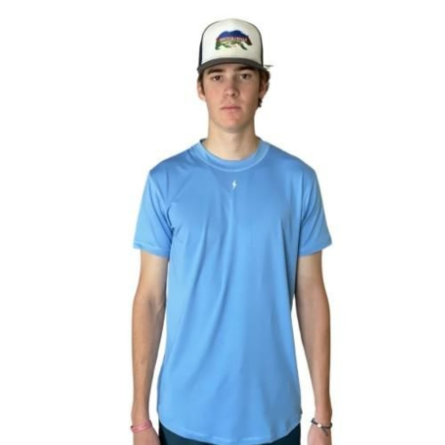 Apparel * | Bruce Bolt Short Sleeve Performance T-Shirt With Reflective Bolt- Baby Blue