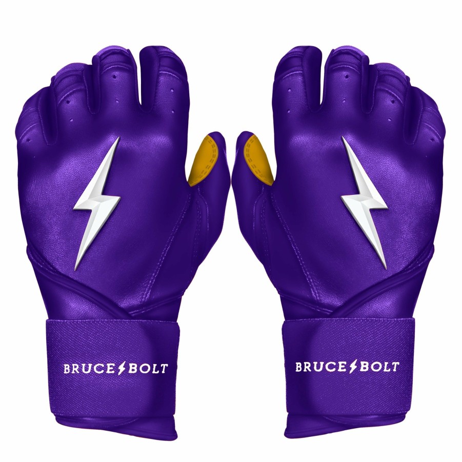 Batting Gloves * | Bruce Bolt Premium Pro Long Cuff Batting Gloves | Purple