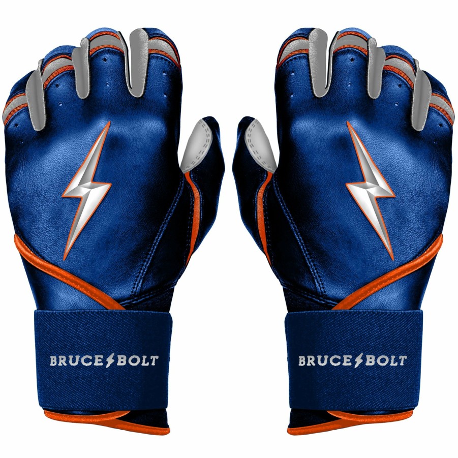 Batting Gloves * | Bruce Bolt Premium Pro Nimmo Series Long Cuff Batting Gloves | Mets Blue