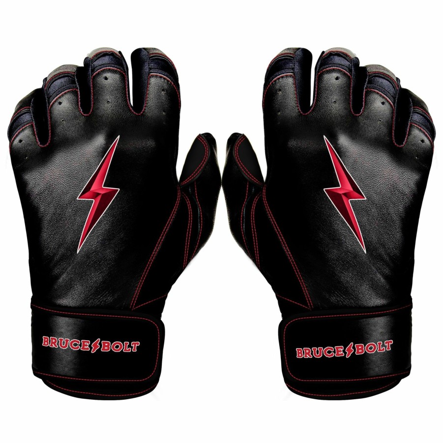 Batting Gloves * | Bruce Bolt Premium Pro Tc42 Series Short Cuff Batting Gloves | Black