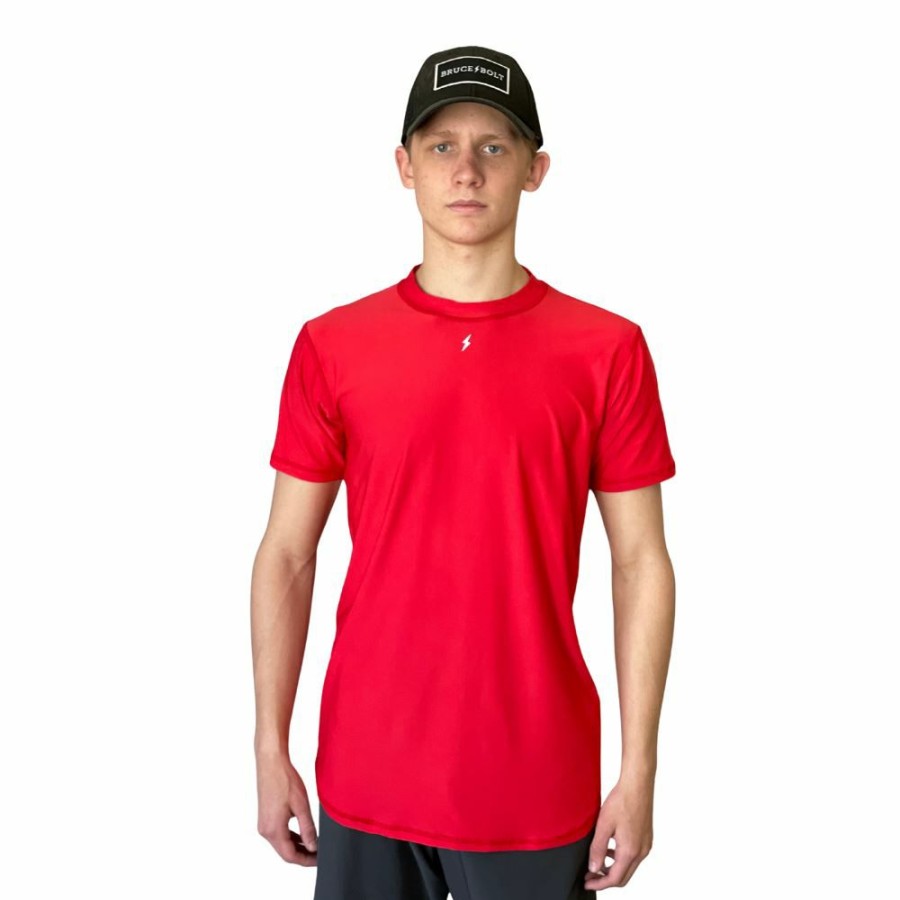 Apparel * | Bruce Bolt Short Sleeve Performance T-Shirt With Reflective Bolt- Red