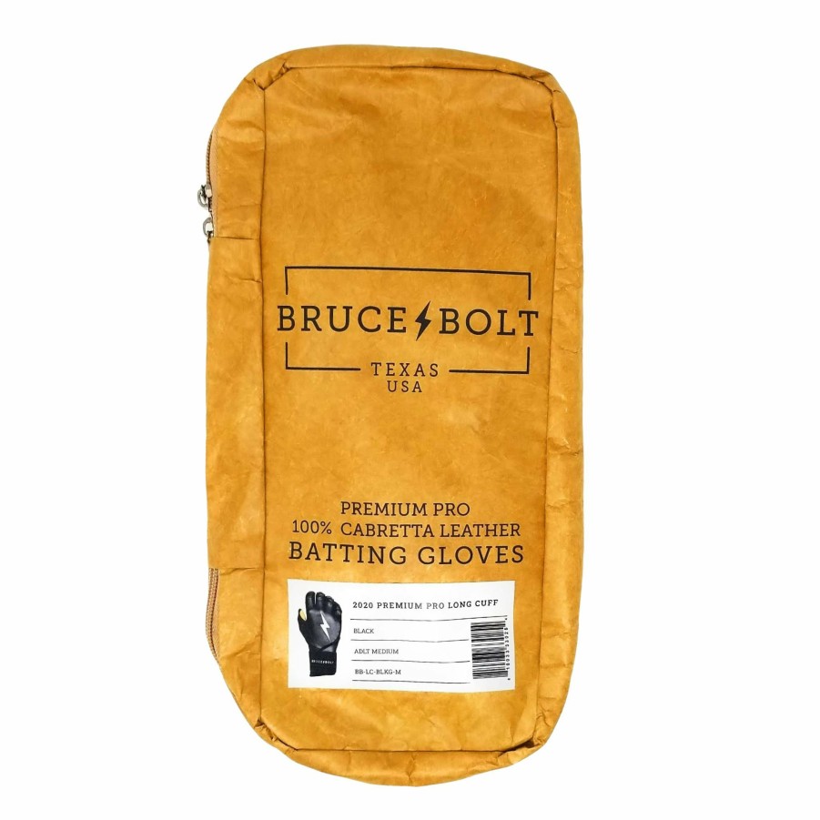 Batting Gloves * | Bruce Bolt Premium Pro Long Cuff Batting Gloves | Black