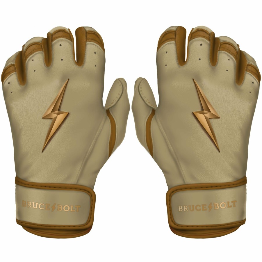 Batting Gloves * | Bruce Bolt Premium Pro Gold Series Short Cuff Batting Gloves