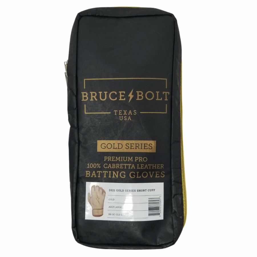 Batting Gloves * | Bruce Bolt Premium Pro Gold Series Short Cuff Batting Gloves