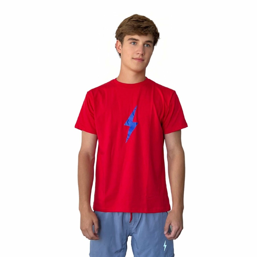 Apparel * | Bruce Bolt "Bolt" Casual T-Shirt Red W/Blue Bolt