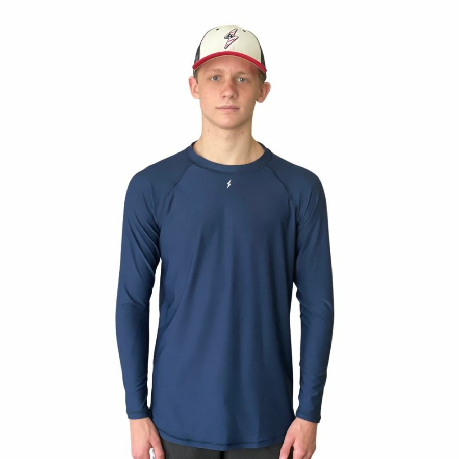 Apparel * | Bruce Bolt Long Sleeve Performance T-Shirt With Reflective Bolt- Navy