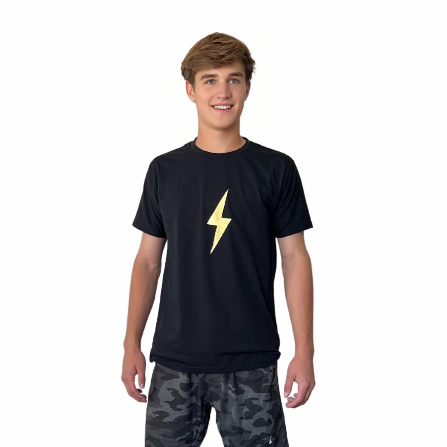 Apparel * | Bruce Bolt "Bolt" Casual T-Shirt Black W/Gold Bolt