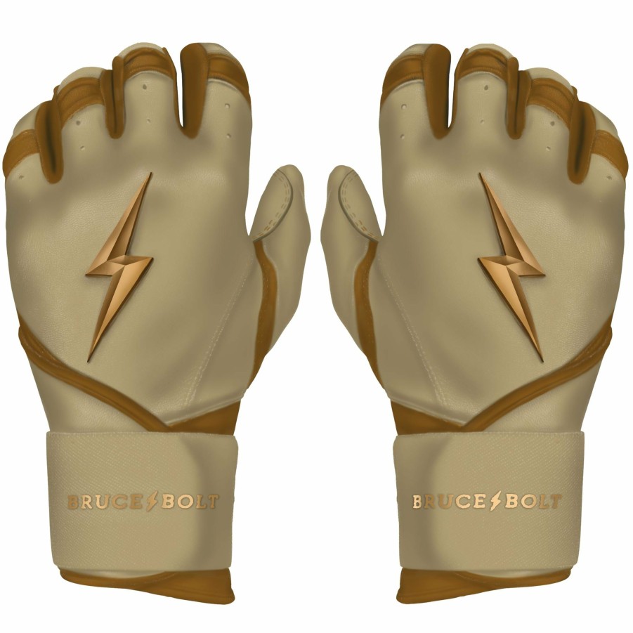 Batting Gloves * | Bruce Bolt Premium Pro Gold Series Long Cuff Batting Gloves