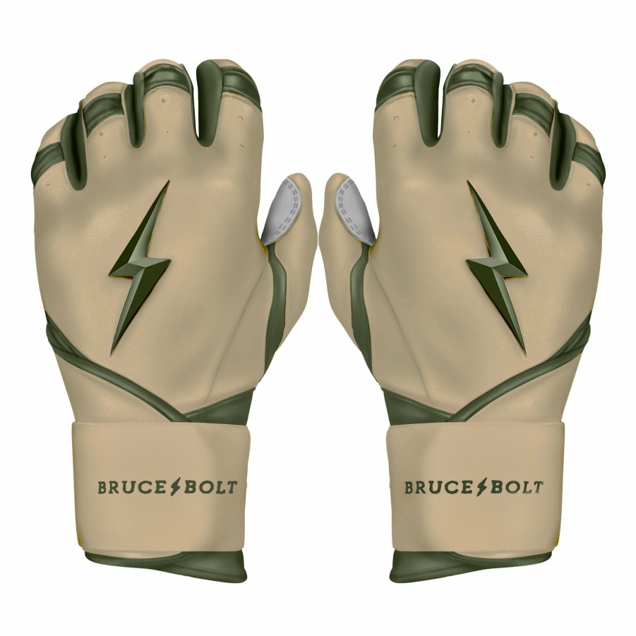 Batting Gloves * | Bruce Bolt Premium Pro Military Series Long Cuff Batting Gloves