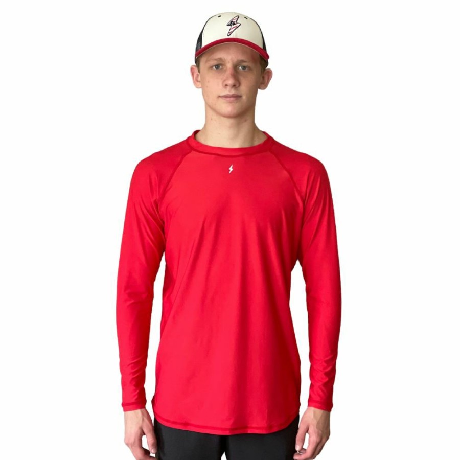 Apparel * | Bruce Bolt Long Sleeve Performance T-Shirt With Reflective Bolt- Red