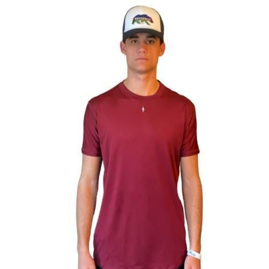 Apparel * | Bruce Bolt Short Sleeve Performance T-Shirt With Reflective Bolt- Maroon